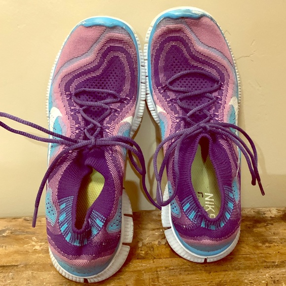 Nike Shoes - Nike Purple and Blue Flyknit 5.0 Shoes Size 8